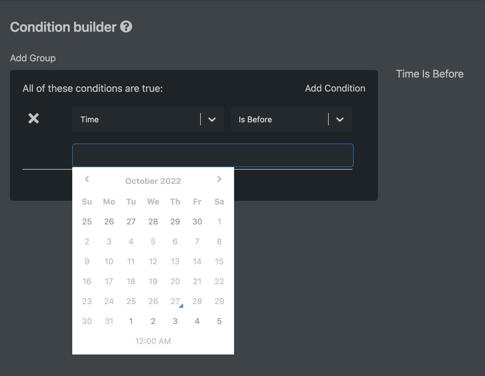 condition builder time2